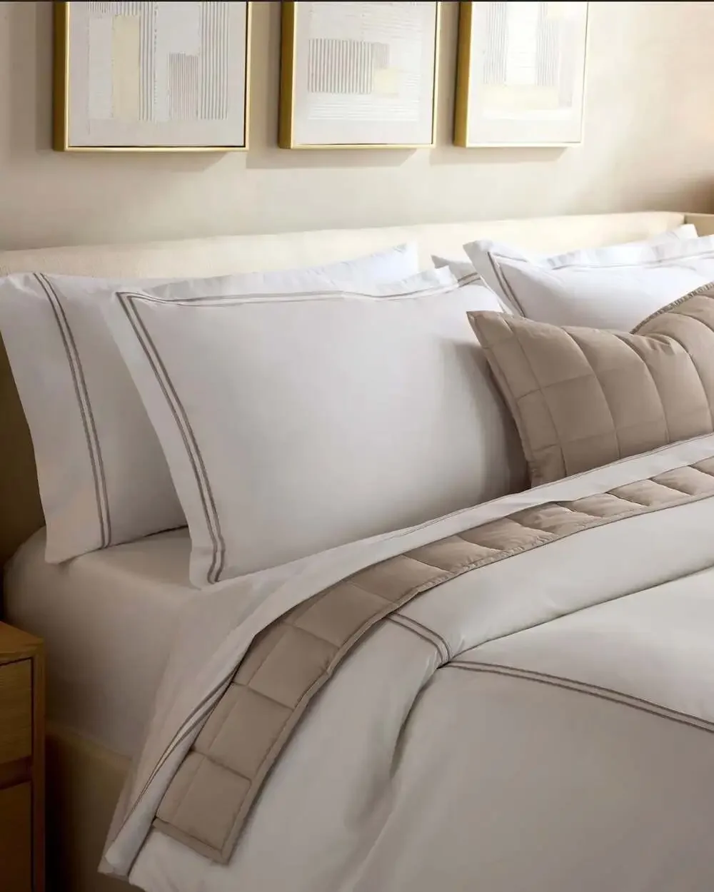 Quince Organic Crisp Percale Embellished King / Cal. King Duvet Cover Sham Set